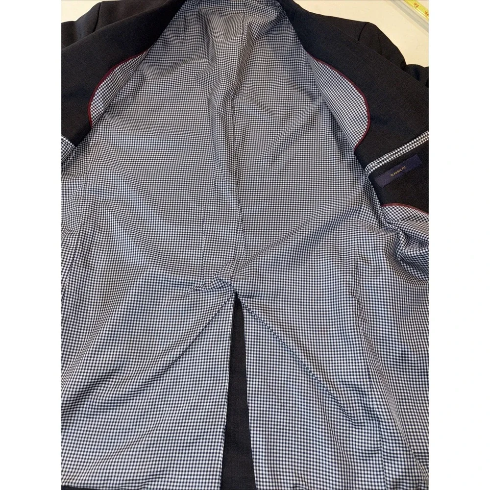 Stafford Sport Coat Gray Mens 38 R Blazer Check‎ Lined Pockets Classic Fit